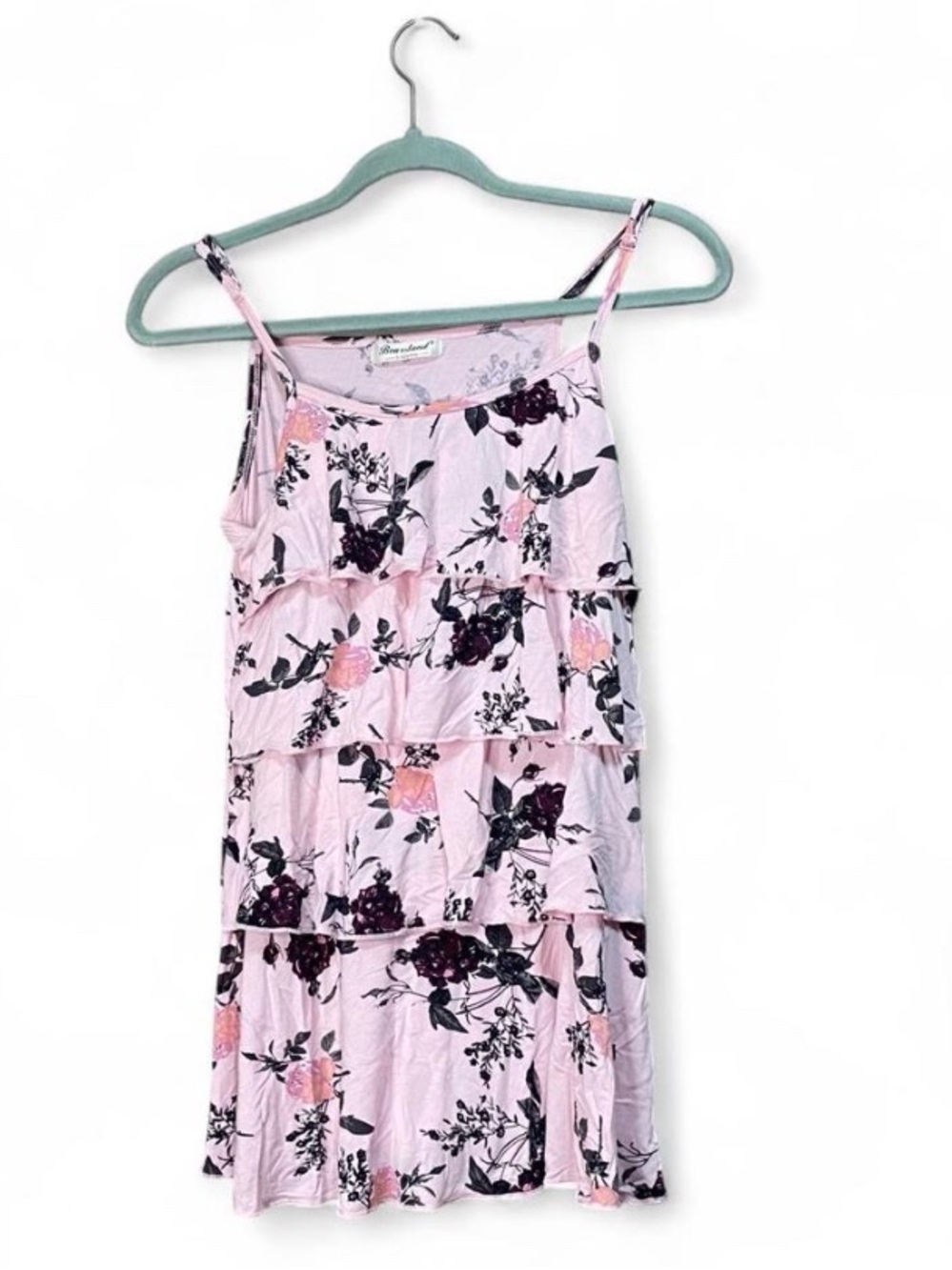 Bearsland Pink Floral Ruffle Cami Tank Top | Size Small